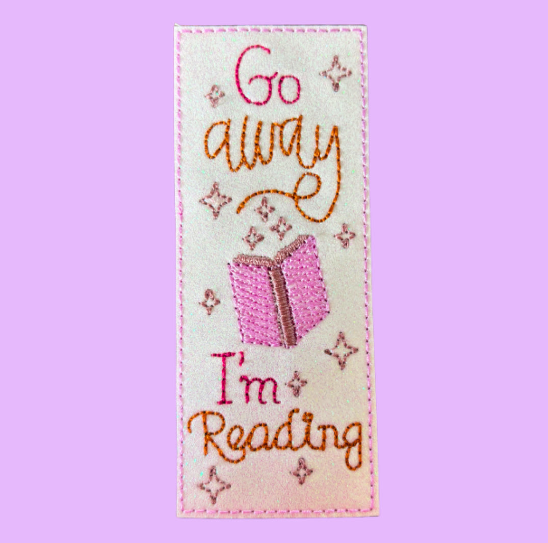 Go Away, I’m Reading Glitter Bookmark
