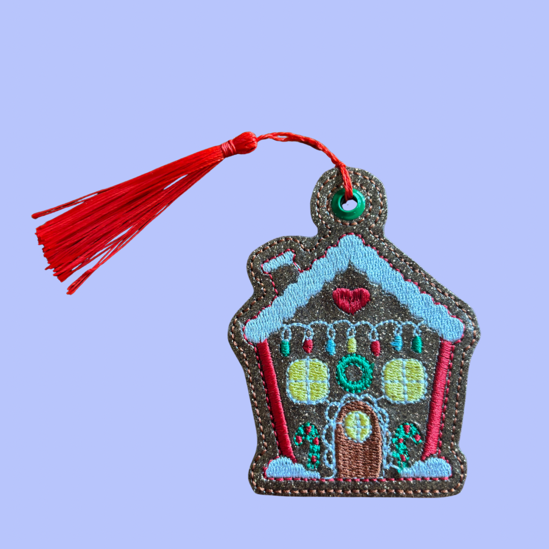 Gingerbread House Glitter Bookmark