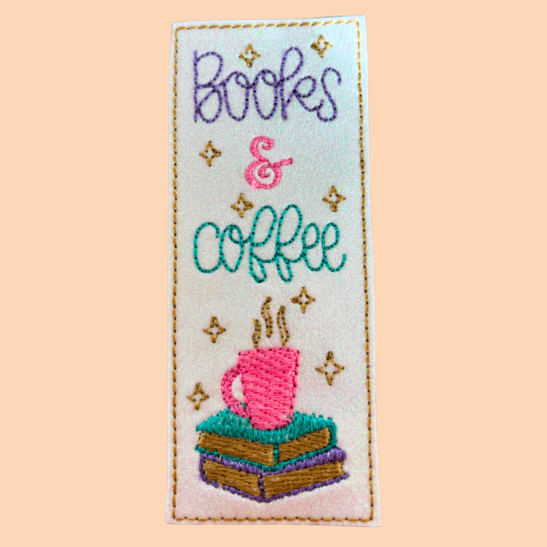 Books & Coffee Glitter Bookmark