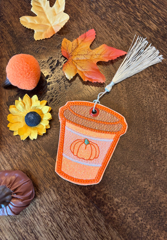 Pumpkin Coffee Glitter Bookmark