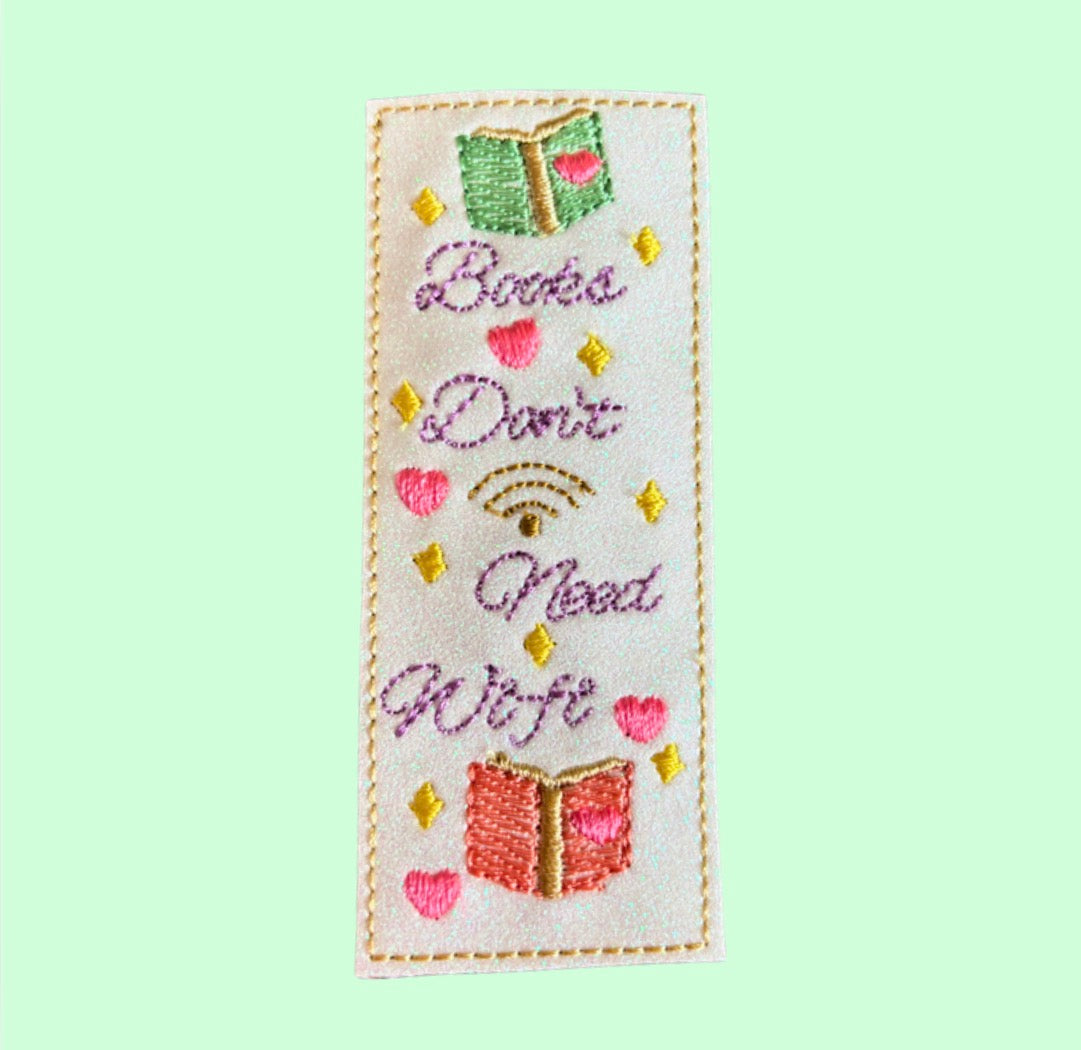 Books Don’t Need Wi-fi Glitter Bookmark