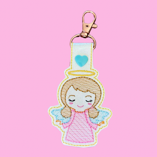 Little Angel Glitter Keychain with Rose Gold Hardware
