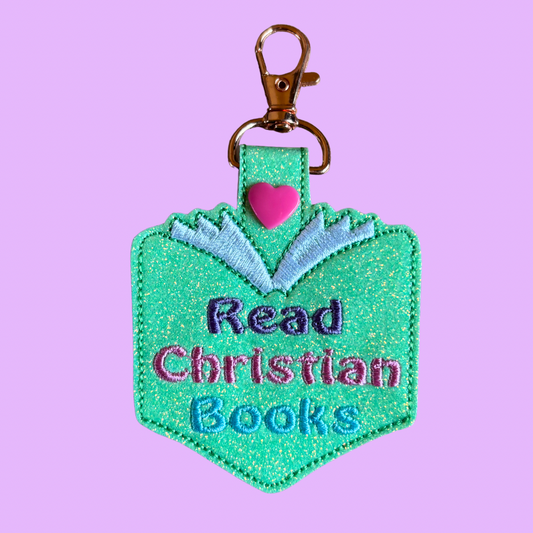 Read Christian Books Glitter Keychain with Rose Gold Hardware