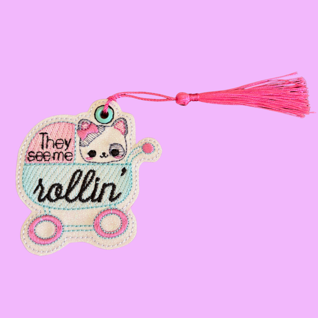 Dog Stroller Glitter Bookmark