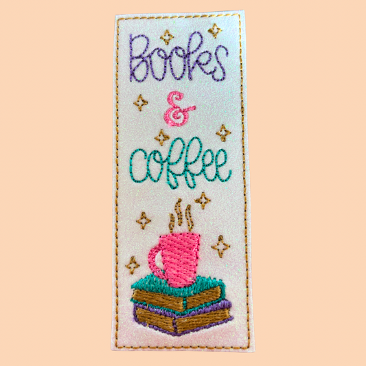 Books & Coffee Glitter Bookmark