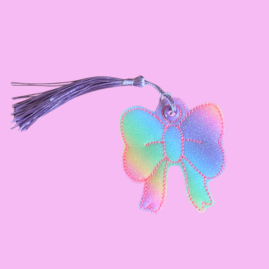 Rainbow Bow Glitter Bookmark