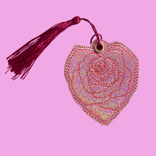 Rose Heart Glitter Bookmark