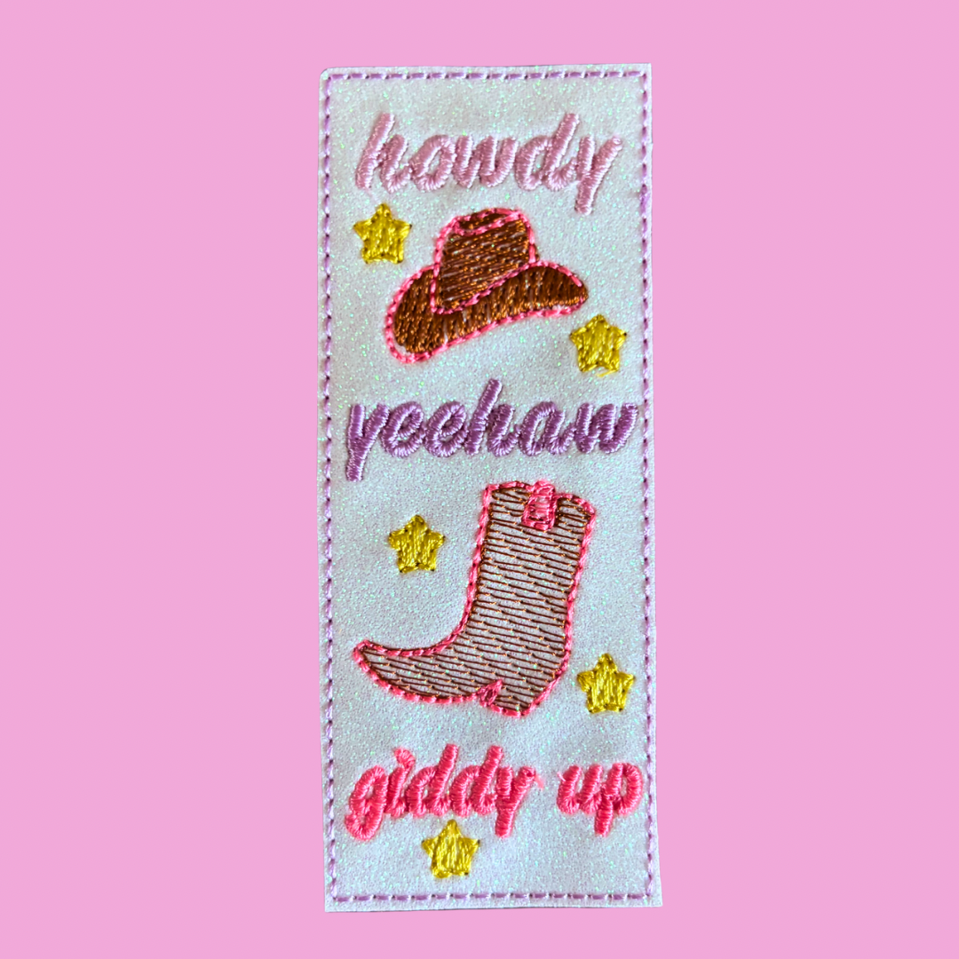 Howdy Yeehaw Giddy Up Glitter Bookmark