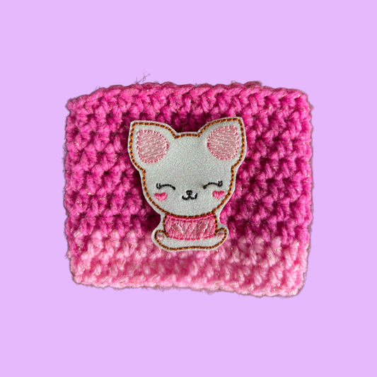Chihuahua Crochet Coffee Cozy with Glitter Embroidery Accent