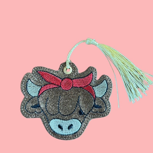 Highland Cow Glitter Bookmark