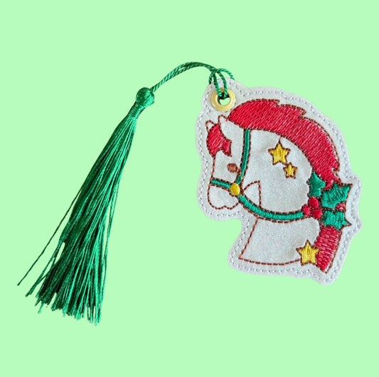 Christmas Horse Glitter Bookmark